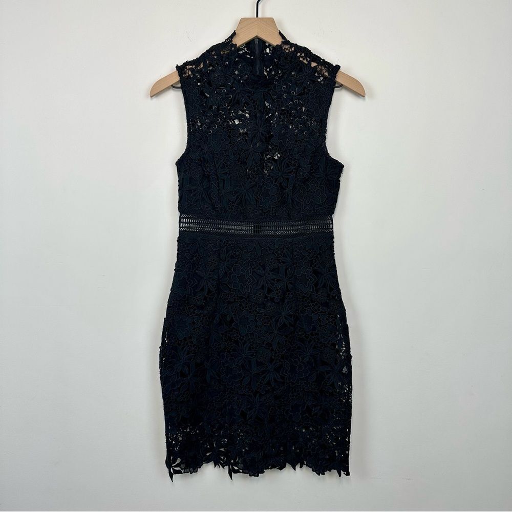 Bardot Black Lace High Neck Sheath Dress, US 4/ AUS 8